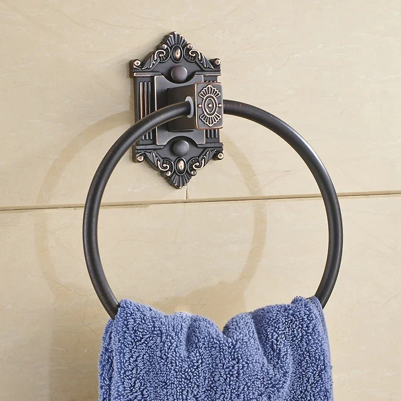

Antique Brass Towel Ring Artistic Towel Bar Bathroom Bath Towel Rack Wall Mounted Bathroom Accessories