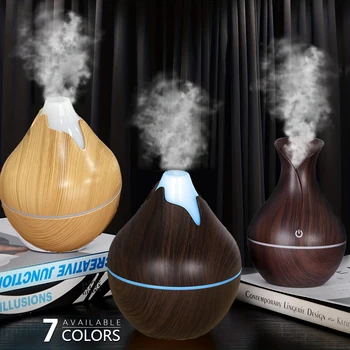 350ML USB aroma oil diffuser wood electric humidifier ultrasonic air humidifier mini aromatherapy LED light mist maker for home 1