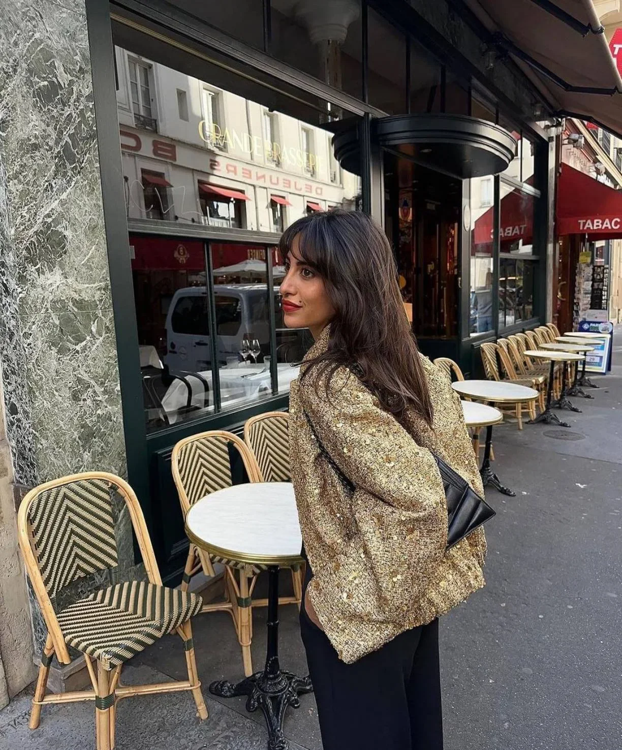 S5bd7d609838e4b51a0f6dc03e17779a1B Women's Sequined Bomber Jacket Fall New Round Neck Long Sleeve Pocket Stretch Hem Sequins Jacket Coat Female Chic Outerwear Mallzona