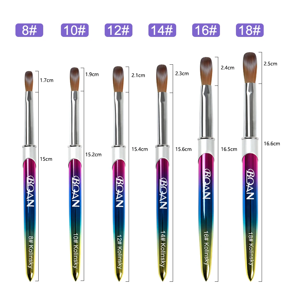 BQAN818KolinskyAcrylicNailBrushSet3DPureHandmadeNailBrushes