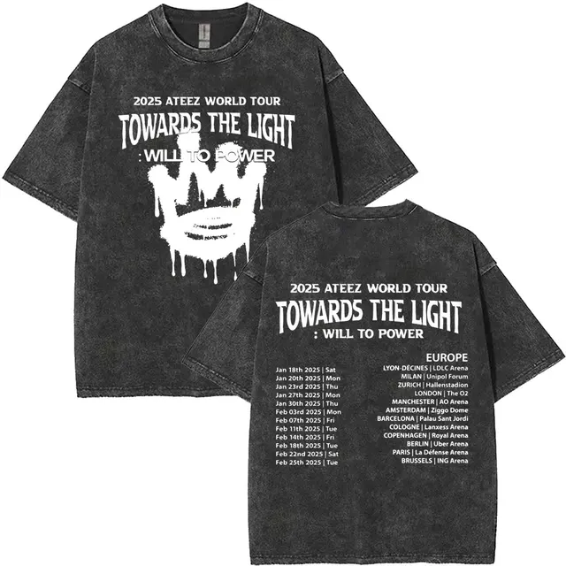 Limited Korean Kpop ATEEZ Washed Vintage T-shirt 2025 World
