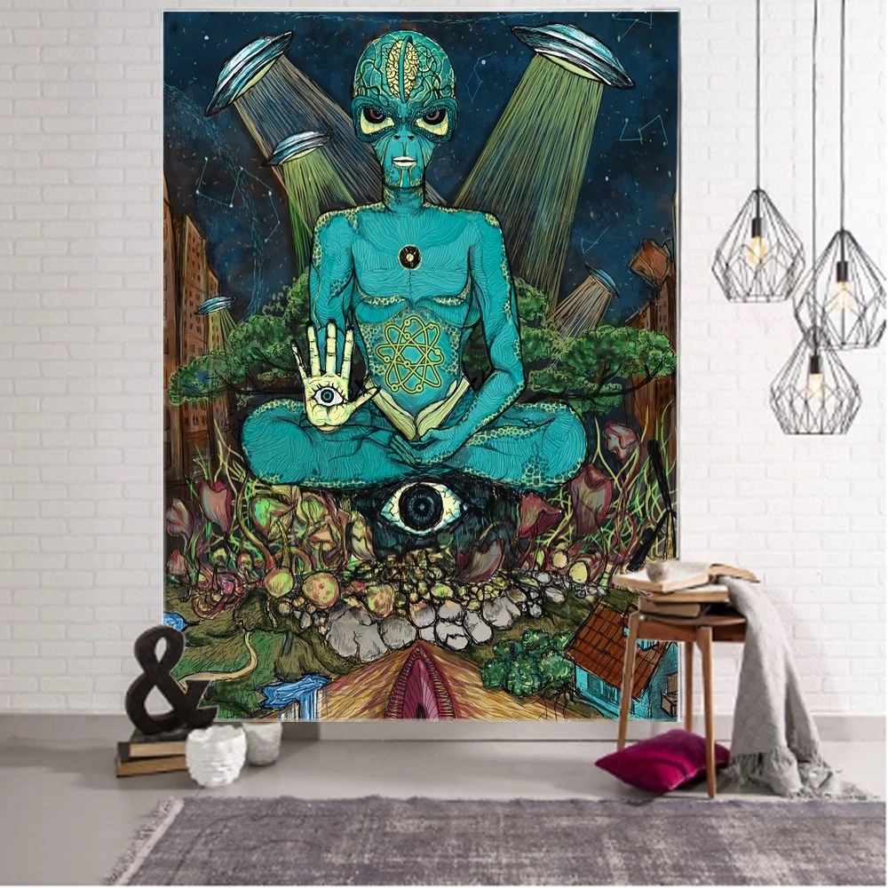 Sci-Fi Alien Decorative Tapestry Mandala Boho Hippie Wall Decor Tapestry Wall Covering Home Decor Cute Room