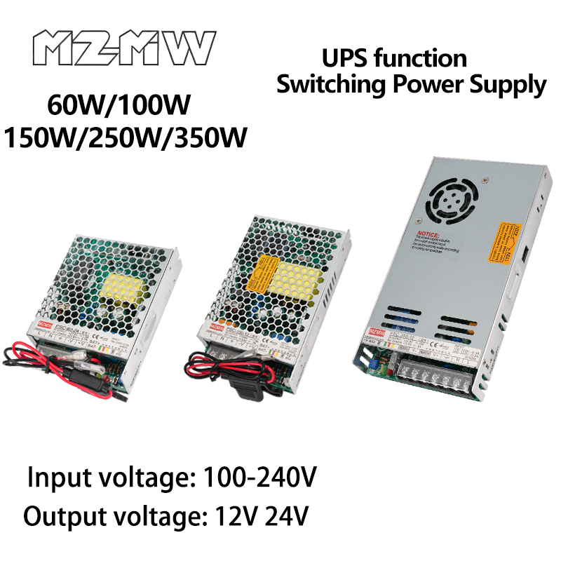 Switching Power Supply UPS Function 60W 100W 150W 250W 350W 100-240V AC To DC 12V 24V Charge Function Industrial Drive SMPS