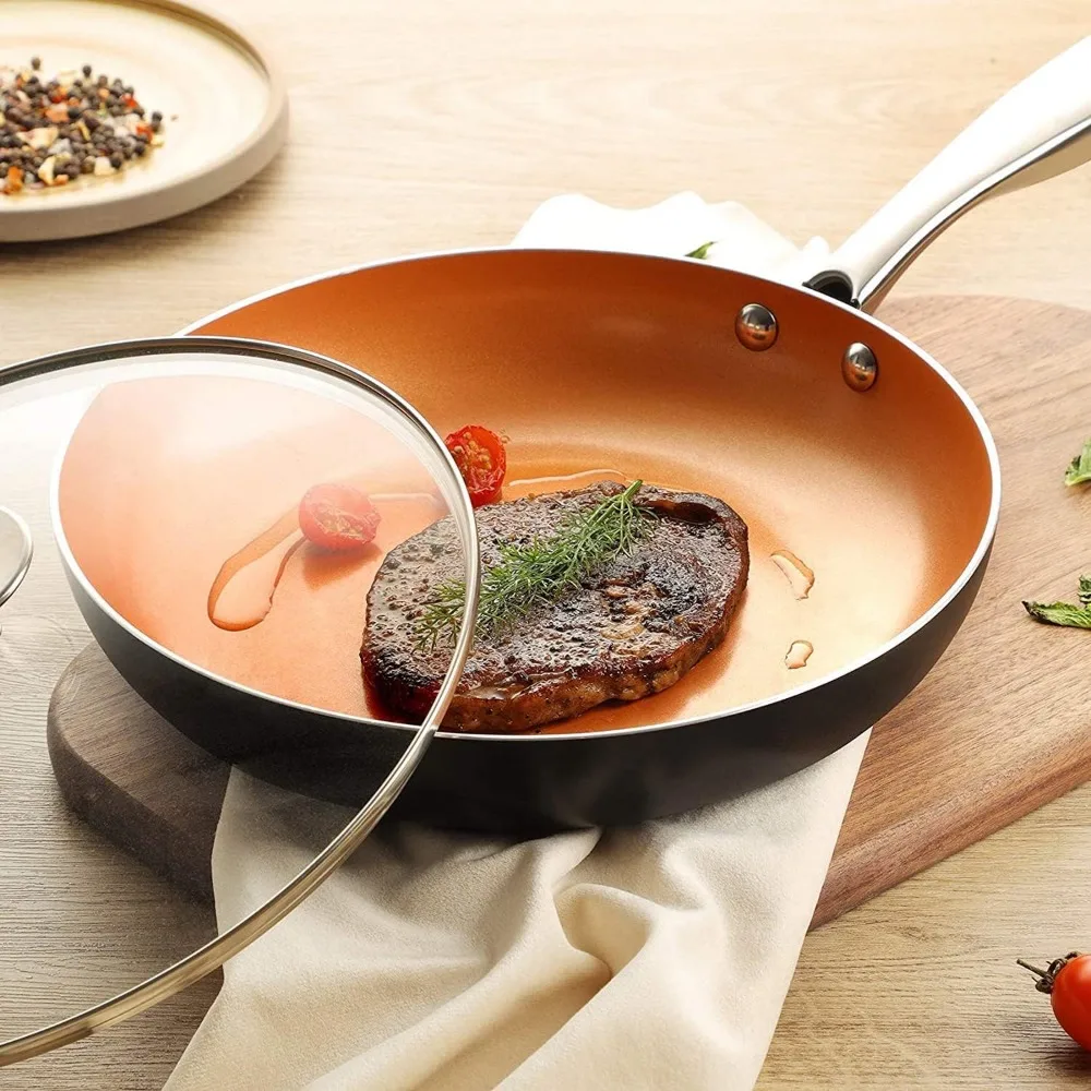 Michelangelo 20cm Nonstick Frying Pan With Lid,fry Pan Pfoa Free Non-stick  Coating, Suitable For All Gas Induction - Pans - AliExpress