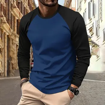 T-shirt da uomo di grandi dimensioni allentata colore 3d autunno nuova moda girocollo manica lunga maglietta da uomo camicia sportiva casual quotidiana da strada 1