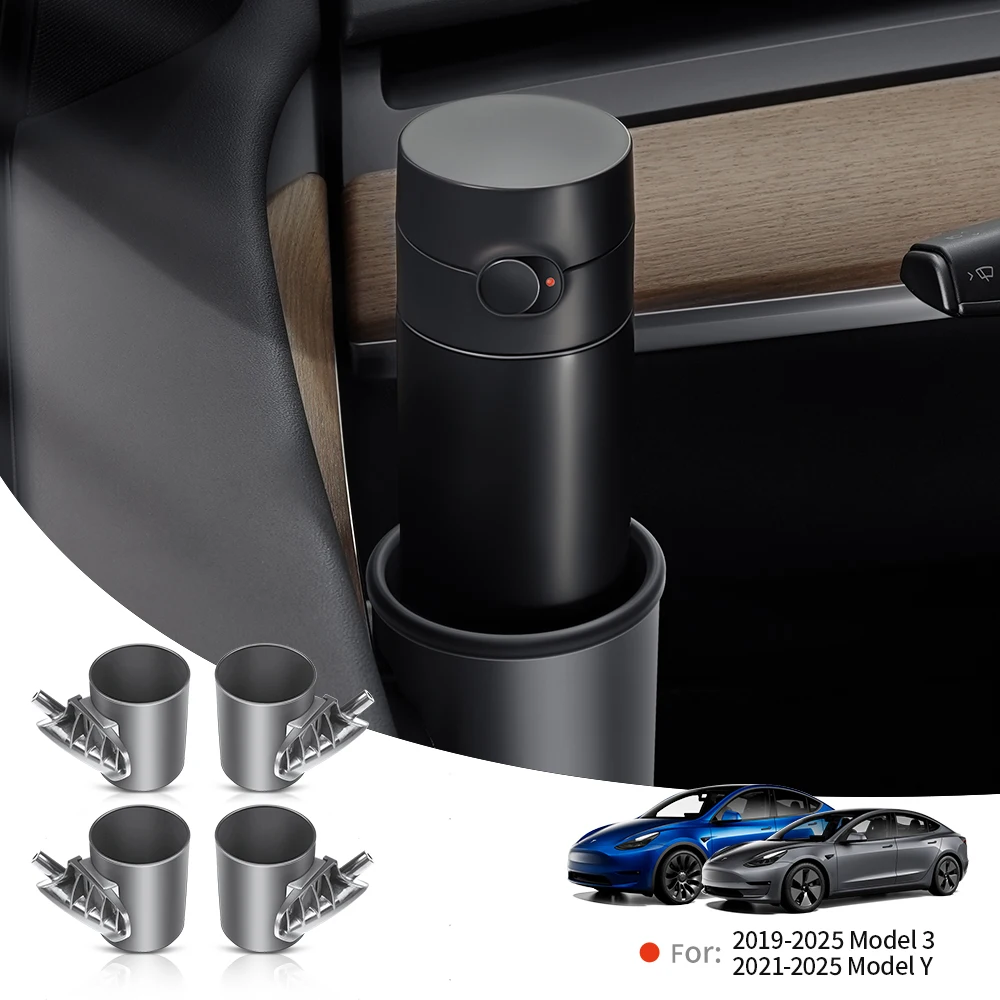 YZ For Tesla Model 3 Y Highland Juniper 2026 4 Pcs/Set Car Door Cup Holder Special Door Cup Storage Box Rack Car Accessories