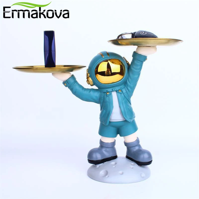 

ERMAKOVA Nordic Creative Astronaut Figurine Door Key Storage Decorative Tray Desktop Ornaments Home Living Room Decorations Gift