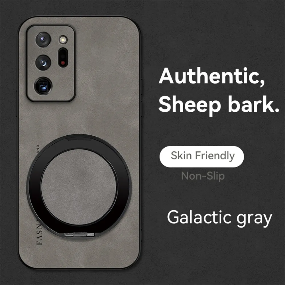 Luxury Sheepskin Leather Magnetic Phone Case with Stand and Shockproof Back Cover