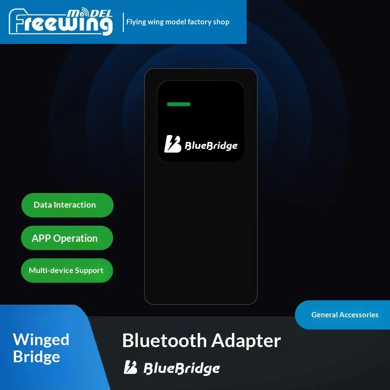 Récepteur RC BlueBridge Lite 2.4GHz avec câbles de servo branchés, prêt à l'emploi.
