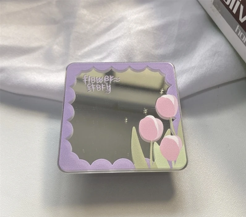 3D Cute Cartoon Makeup Mirror Phone Holder with Ring Grip