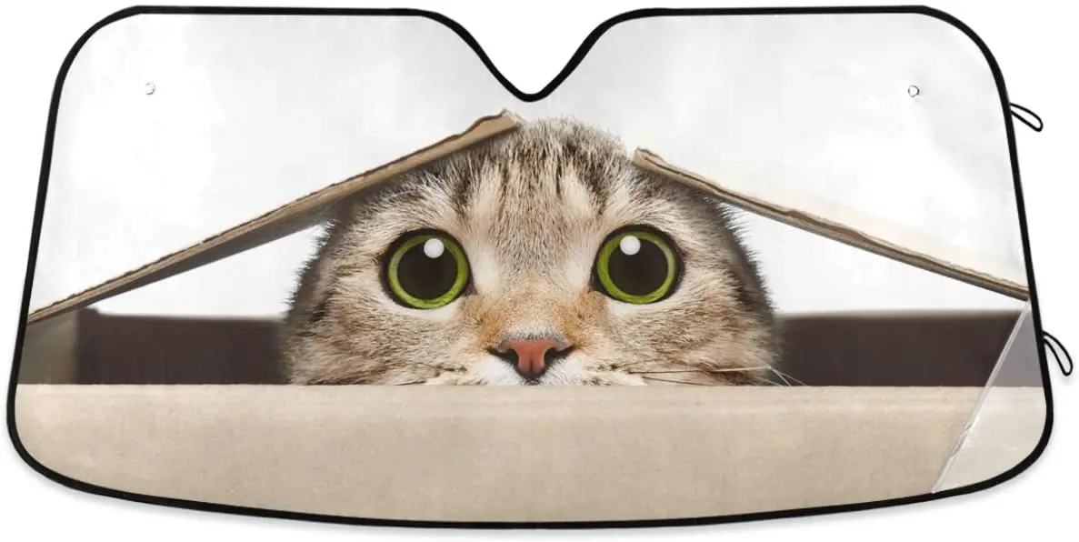 

Oarencol Funny Cat Car Windshield Sun Shade Cute Animal Foldable UV Ray Sun Visor Protector Sunshade to Keep Your Vehicle Cool (