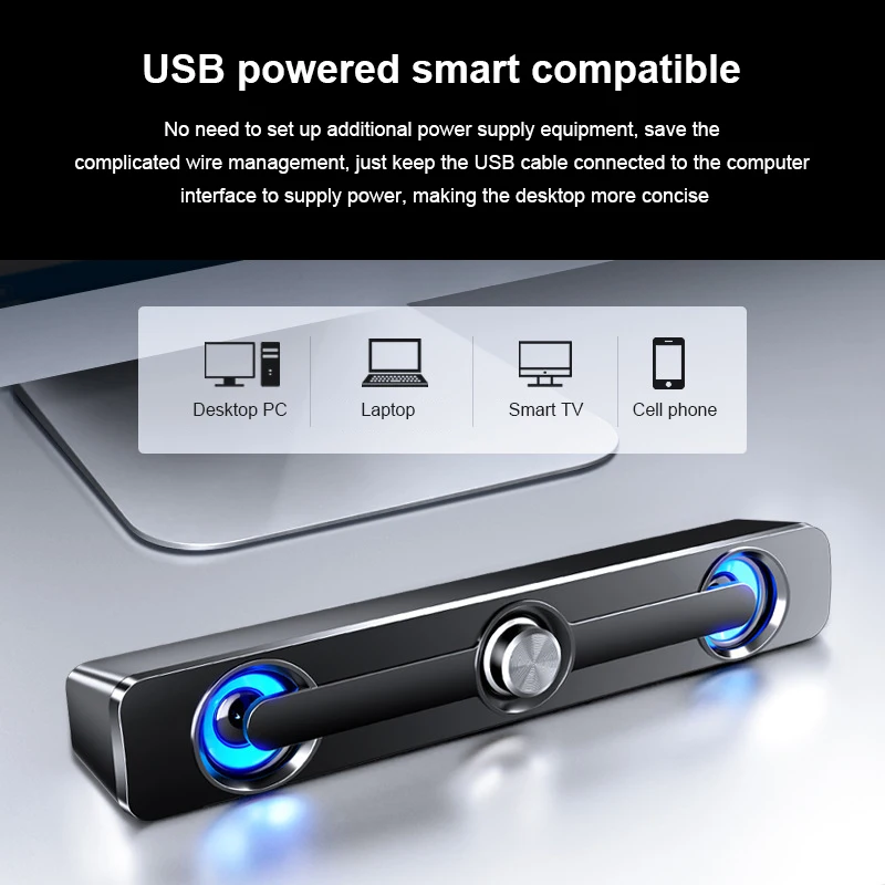 Wireless Computer Speaker Stereo Subwoofer Bass Speaker Surround Sound Bar Box LED For TV PC Laptop Phone Tablet MP3