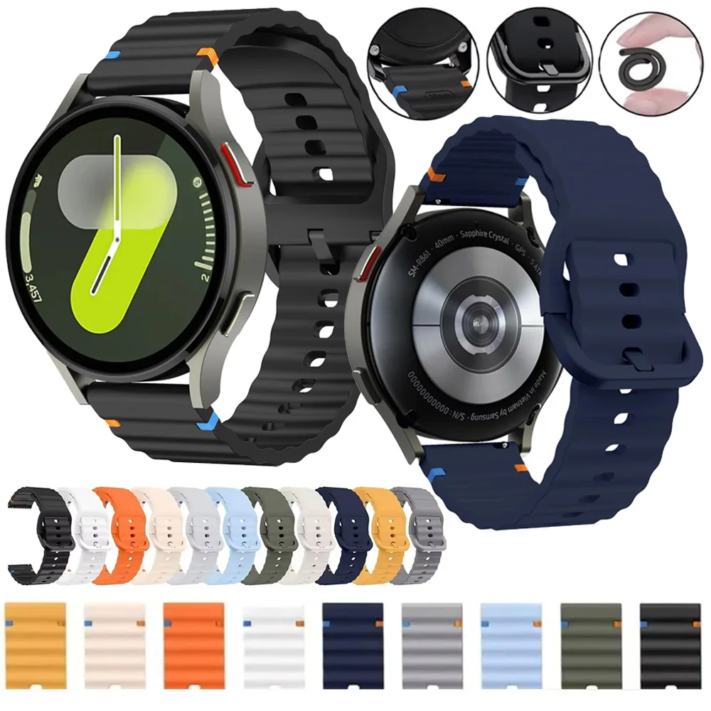 Wave Thread Silicone Strap - Comfortable and Durable Silicone Watch Band, Adjustable 18/20/22mm, Fits Various Smartwatches