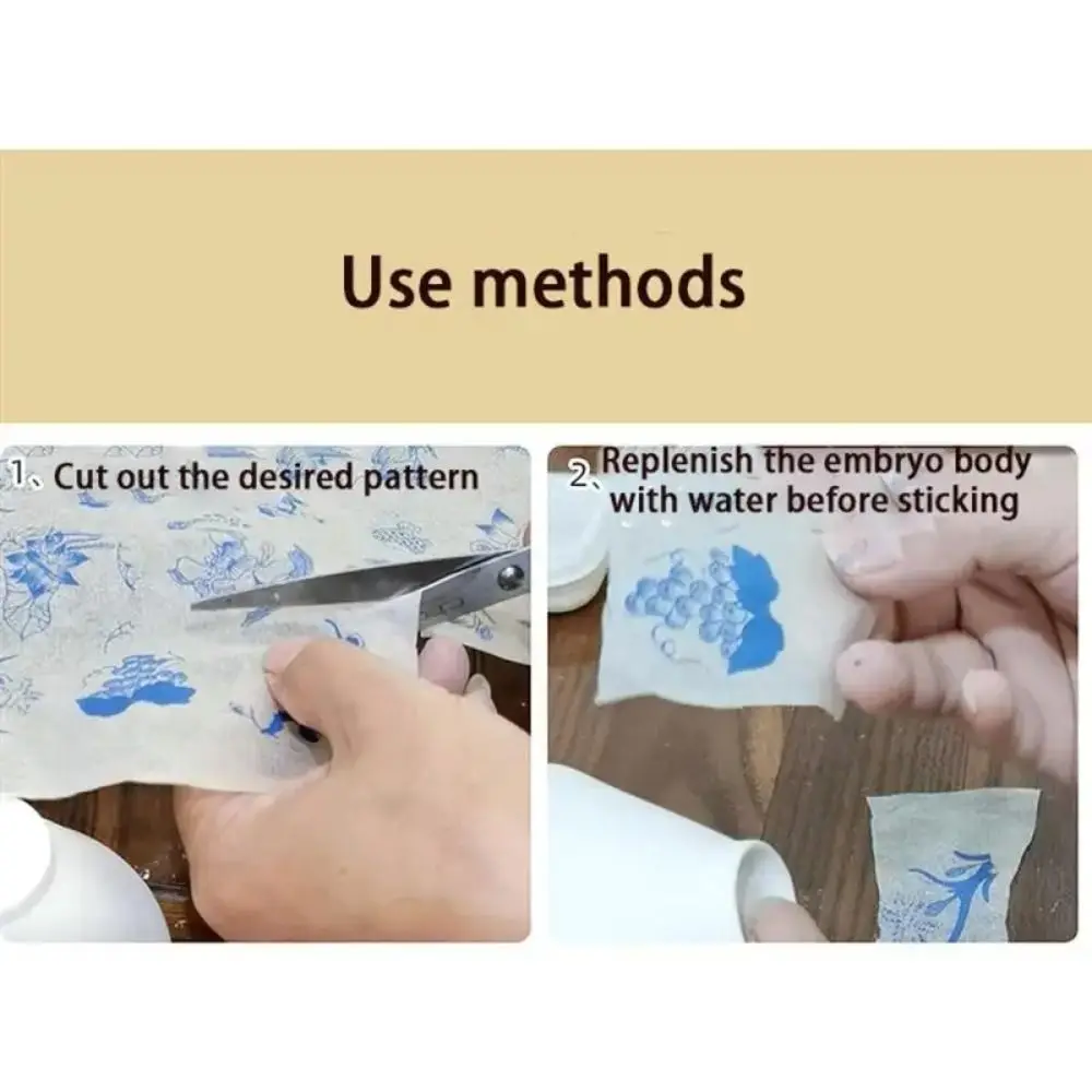 54x37cm Pottery Clay Transfer Paper Multipurpose Colorful Blue and White Porcelain Decal Paper DIY Cartoon