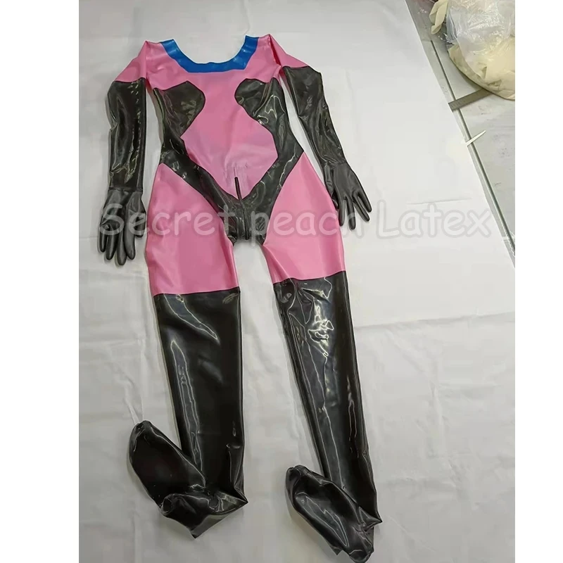 Hot Sale Castuit With Gloves Pure Latex Socks Cover Bodysuit Skin Tight Wet-Look Latex Zentai