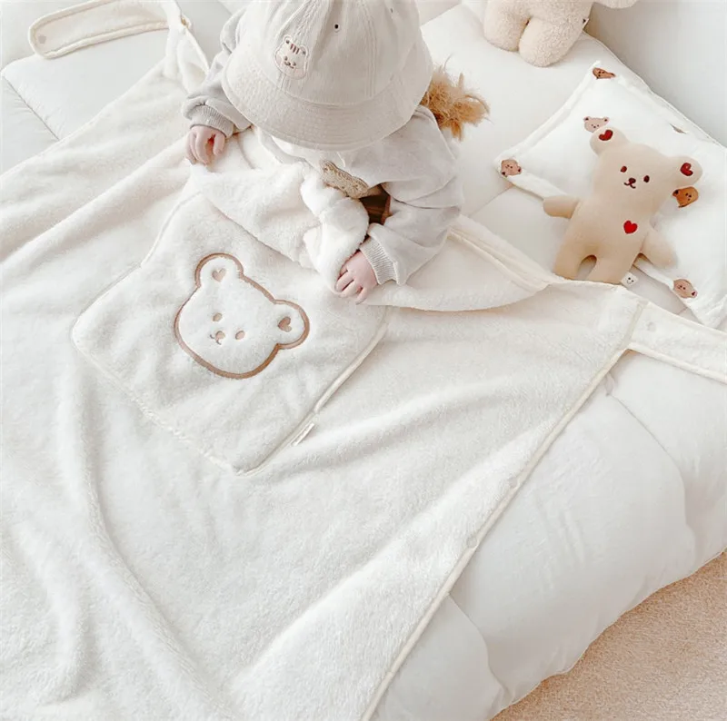 Winter Fleece Baby Blanket Waist Stool Cloak Stroller Blankets Thicken Warm Infants Cloak Cart Cover Blanket Bedding Baby Stuff 5