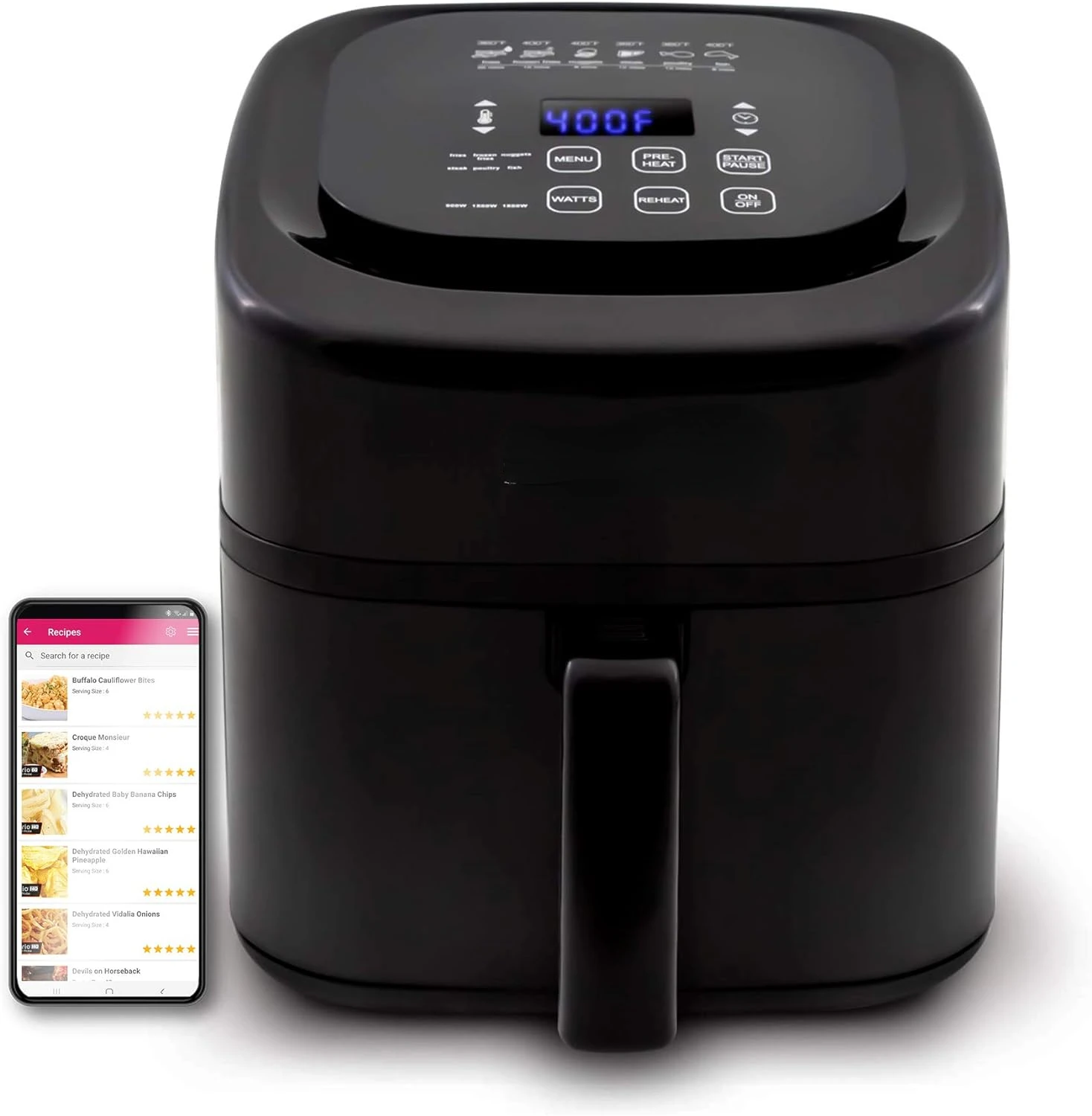 

6-quart Healthy Digital Air Fryer with One-Touch Digital Controls, 6 Preset Menu Functions & Removable Divider Insert