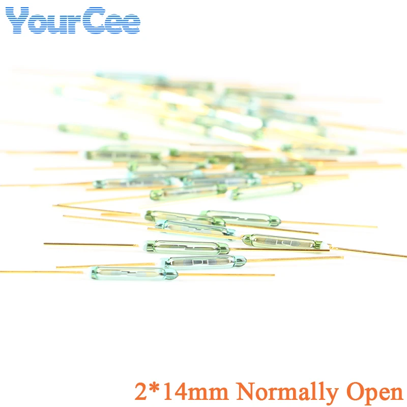 Язычковый Переключатель 20 шт./5 шт., зеленое стекло, нормально открывается, без контактов, 2 х14 мм для датчиков