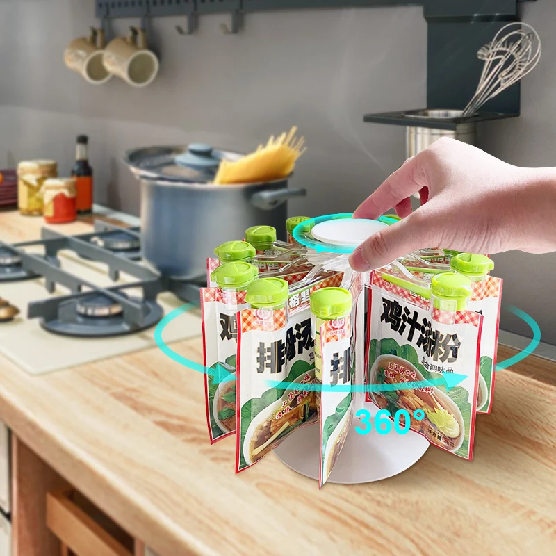 

Spice Rack Organizer Wall Cabinet Door Hanging Punch-Free Spice Bag Holder Set Seasoning Bag Storage Gripper Kitchen Accessories
