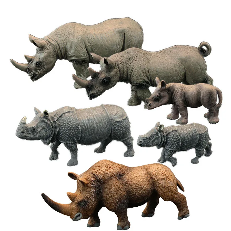 New Realistic Farm Poultry Solid Simulation Rhino Figurines Actions