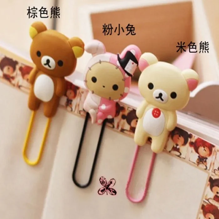 Cartoon PVC Soft Bookmarks Metal Book Clip