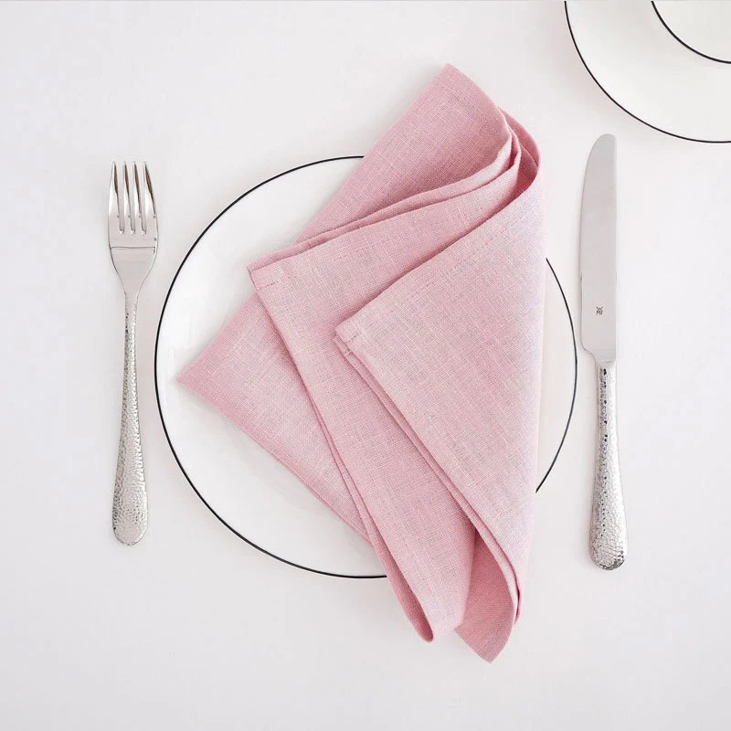 Set of 4 Cloth Napkins Pure Linen 16x16Inch Hemmed Dinner Napkins Easy Care Machine Washable for Christmas Wedding Party