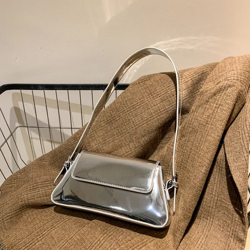 Leather handbag women handbags Brand Luxury Designer Laser Women Armpit Bag Silver Chic Female Shoulder Bags Party Clutches Trend Lady Purses And Handbags