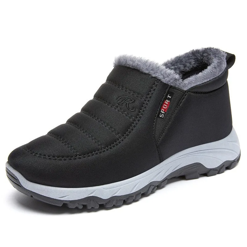 Waterproof Winter Boots for ​Men's  2025 New Plush Snow Boots ​Men's Ankle Boots Warm Black Couple Cotton Couples Platform Shoes - 6