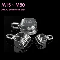 304 A2 Stainless Steel M15 M20 M25 M32 M50 Rotation Double Pulley Traction Lifting Sailing Boat Loading Pulley Block 1
