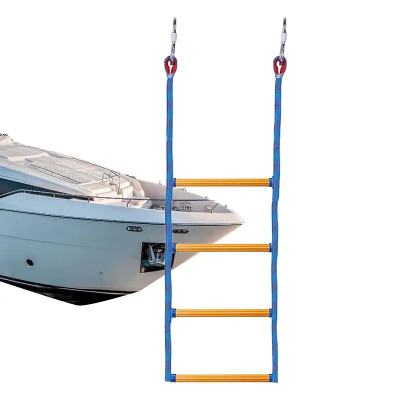 

Boat Rope Ladder 4 Step UV Resistant Folding Assist Boarding Rope Ladder Octagonal Non Slip Ladder For Kayaks Motorboats