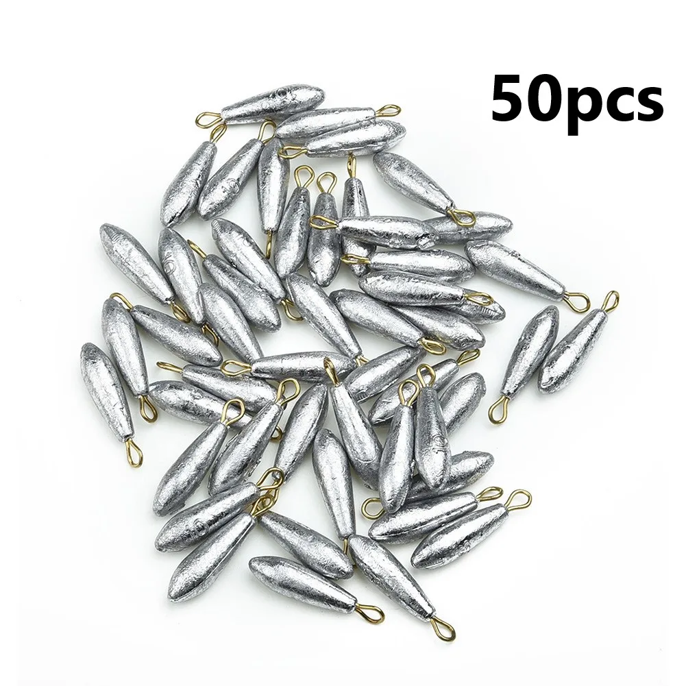 

50pcs Fishing Lead Sinker 10G Jig Bullet Shaped Lead Weight Sinkers Casting Bullet Casting Sinker Fishing Tackle Accessories