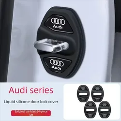 4PCS Silicone Car Door Lock Cover and Stopper Protector (4Pcs - Audi - Black)