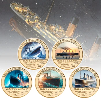 Titanic Golden Commemorative Coins Set The Ship Magnificent Titanic Tragedy Souvenir Coin Christmas Birthday Gift for Collection