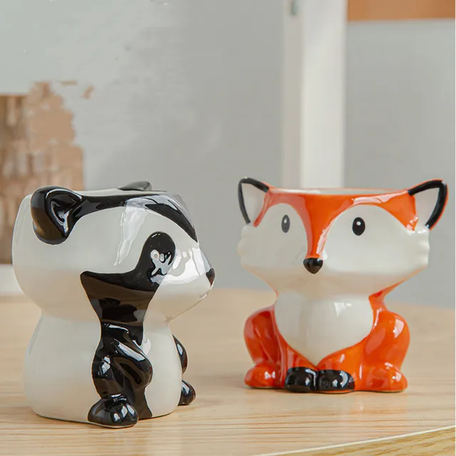 Rajzfilm Állatok Zamatos Virág Edény Kertészeti Növények Cserepes Kerámia Dísz Mini Bonsai Kaktusz Ültetvényes Otthoni Dekoráció Kézműves - Image 5