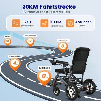 Sedia a rotelle elettrica portatile Wisging 500 W 12Ah, leggera, spedizione gratuita, adatta per viaggi aerei