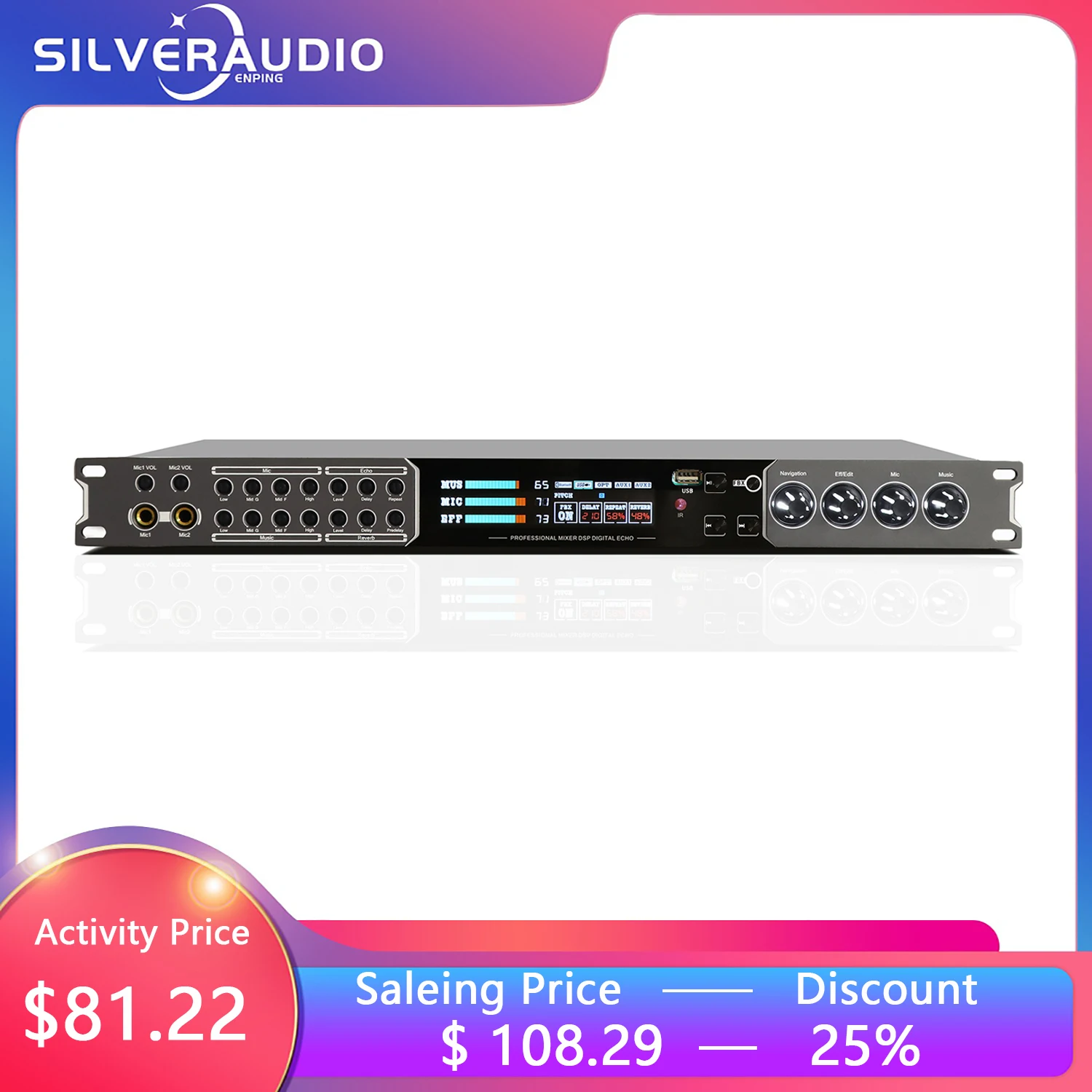 

GAX-G500 Professional KTV Pre-Amplifier Home Bluetooth USB Optical Fiber Input Conference Stage Performance Audio Processor