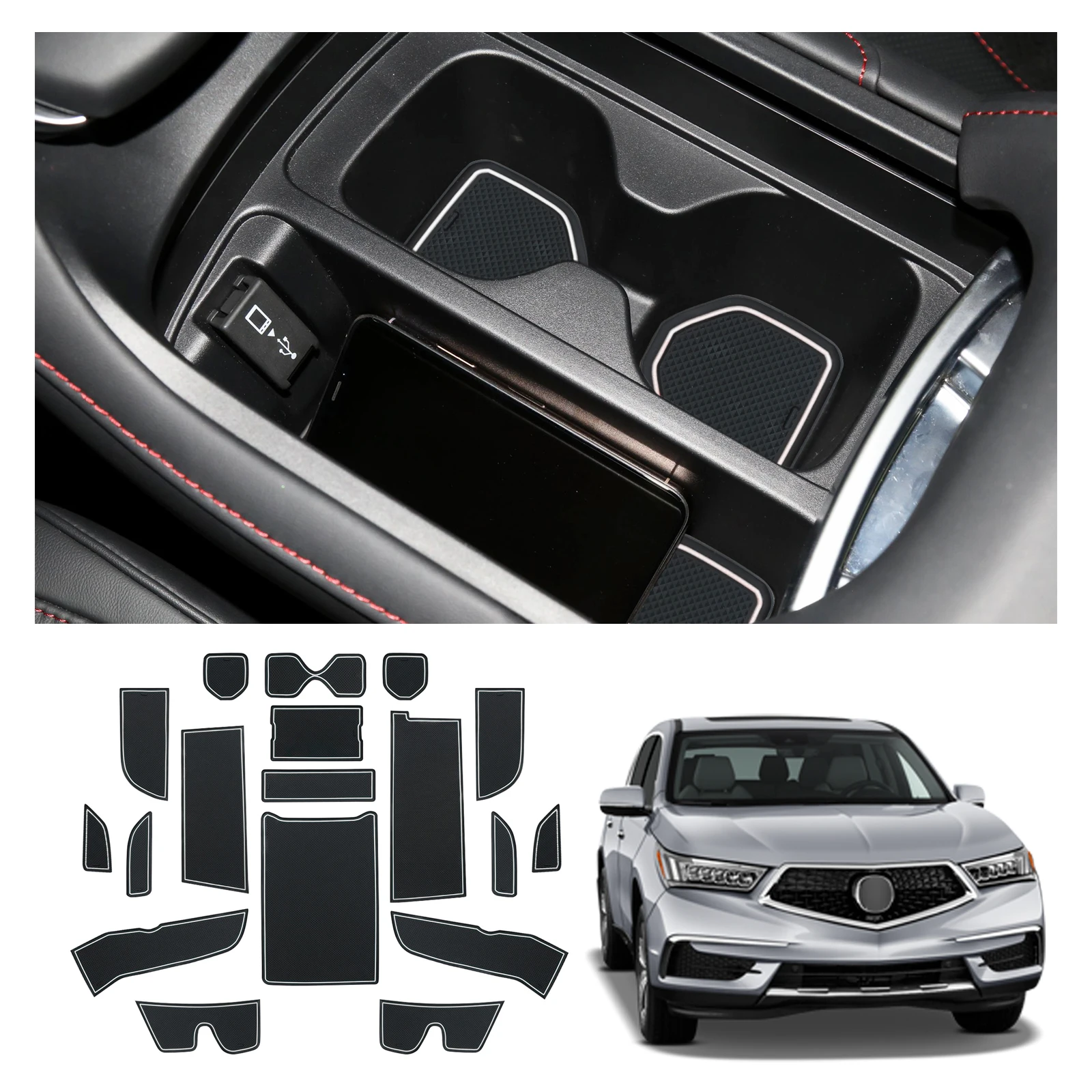Ruiya Per Acura Rdx 2019 2020 2021 Tappetino Per Scanalatura Per Portiera Dell'Auto Tappetino Per Slot Antiscivolo Interni Auto 2021 Acura Rdx Accesso