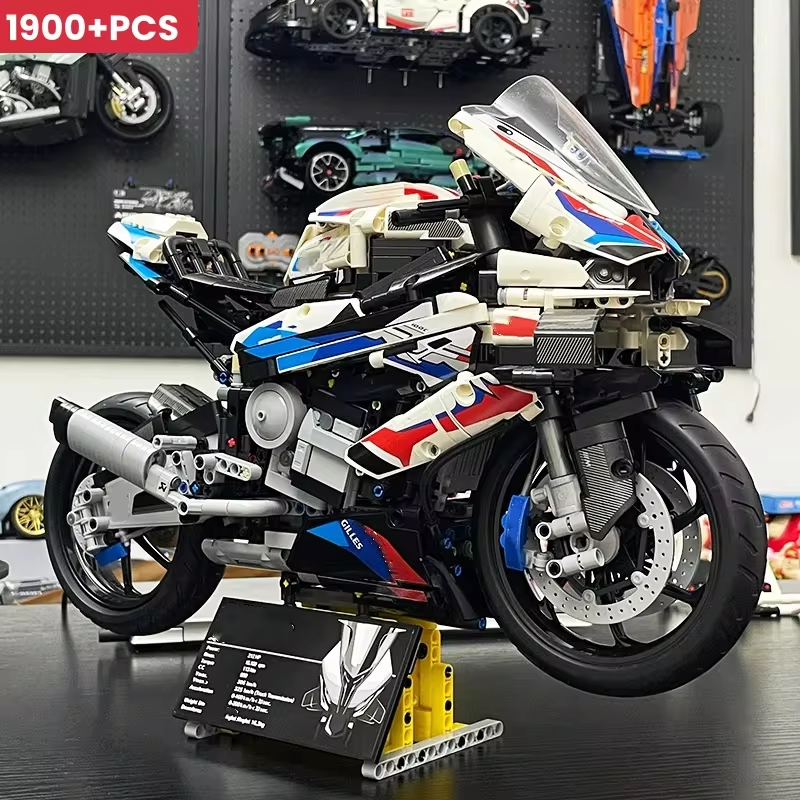  Motorcycle Building Bocks Simulation Motorcycle Model Decoration Assembly Model Difficult Moc Toy Boy Educational Creature Gift 