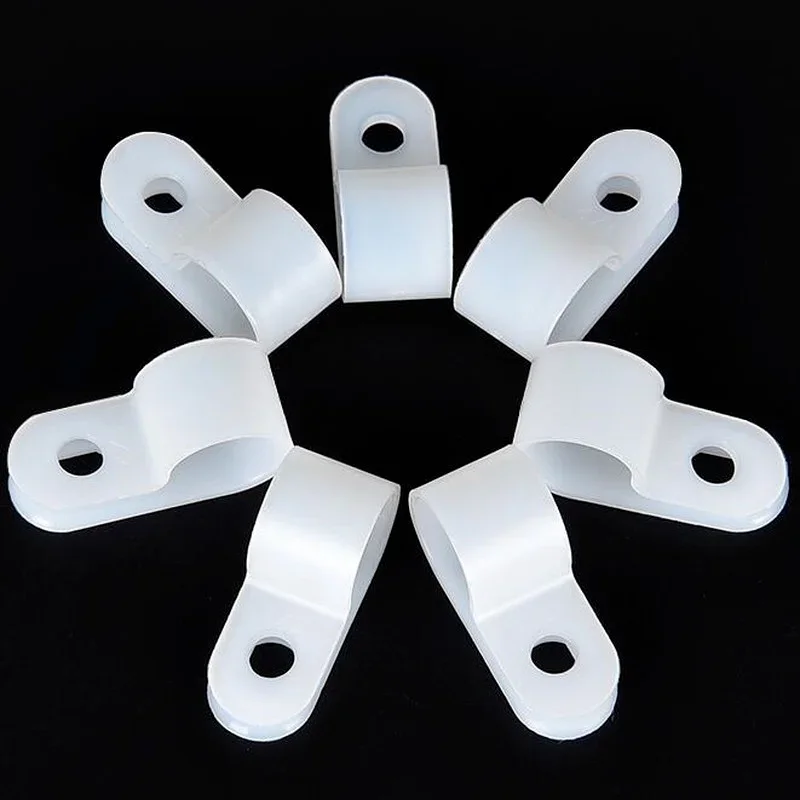 100pcs Nylon Wire Fixing Clip white black R-type Cable Clamp Organizer Cord Clips Wire Management Wiring Routing Fixing Button