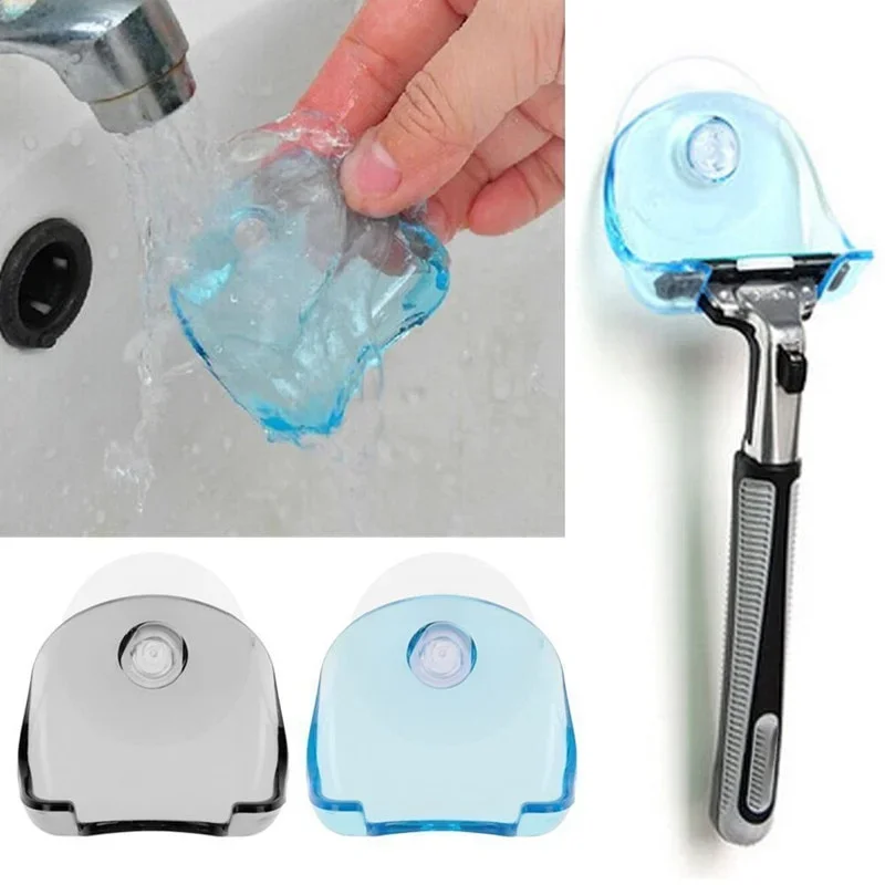 Plastic Shaver Hanging Rack Razor Holder Storage Shelf Bathroom Product Suction Cup Shelf Organizer 1/2pcs