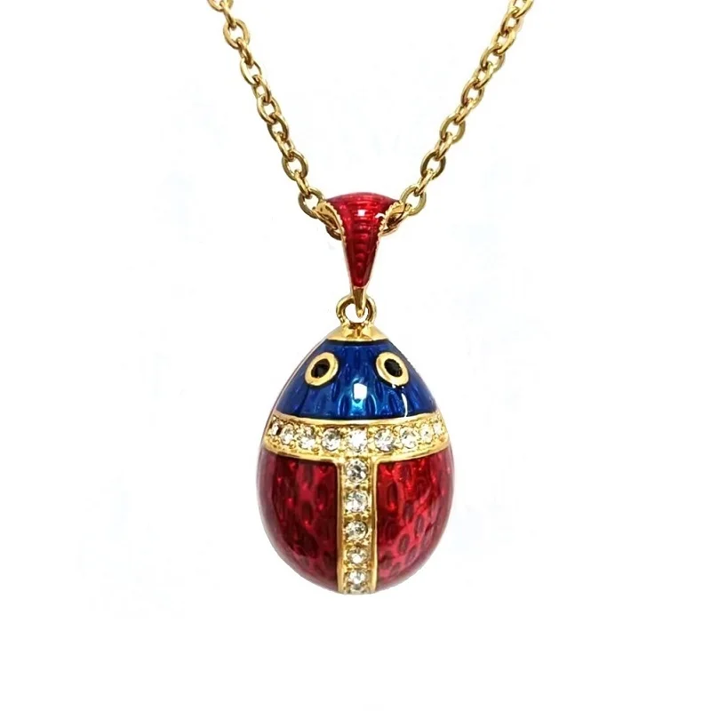 

Популярное женское ожерелье YAFFIL, эмалированное ожерелье ручной работы с русским хрустальным кулоном, женское рождественское праздничное ожерелье с яйцом, новый подарок