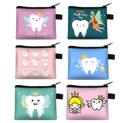Cartoon Teeth Print Wallet Women Coin Purse Tooth Fairy Small Clutch Bag Candy Money Coin Bags Dental Clinic Mini Purses Gift