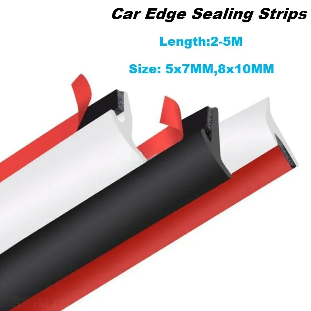 2-5m Rubber Car Seals Edge Sealing Strips Seal Strip Trim For Car Front Rear Bumper Side Skirt Weatherstrip Rubber Window Seal