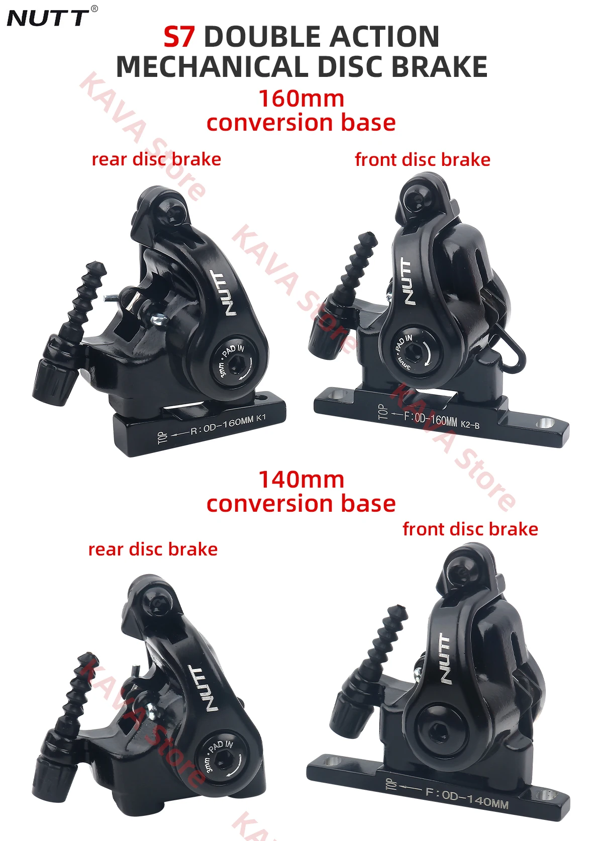 NUTT S7 Rennrad nisch Scheif Duebelkolben Bremssattel Vir Hanner Flaach Montage 140 160mm Scheif Drot Zuchbrems_voghion.com