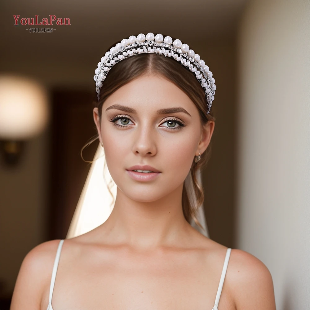 Handmade Pearls Hair Hoop Bridal Hair Accessories Rhinestone Bride Headdresses Tiara For Wedding Events HP660 bridal hair accessories hair accessories