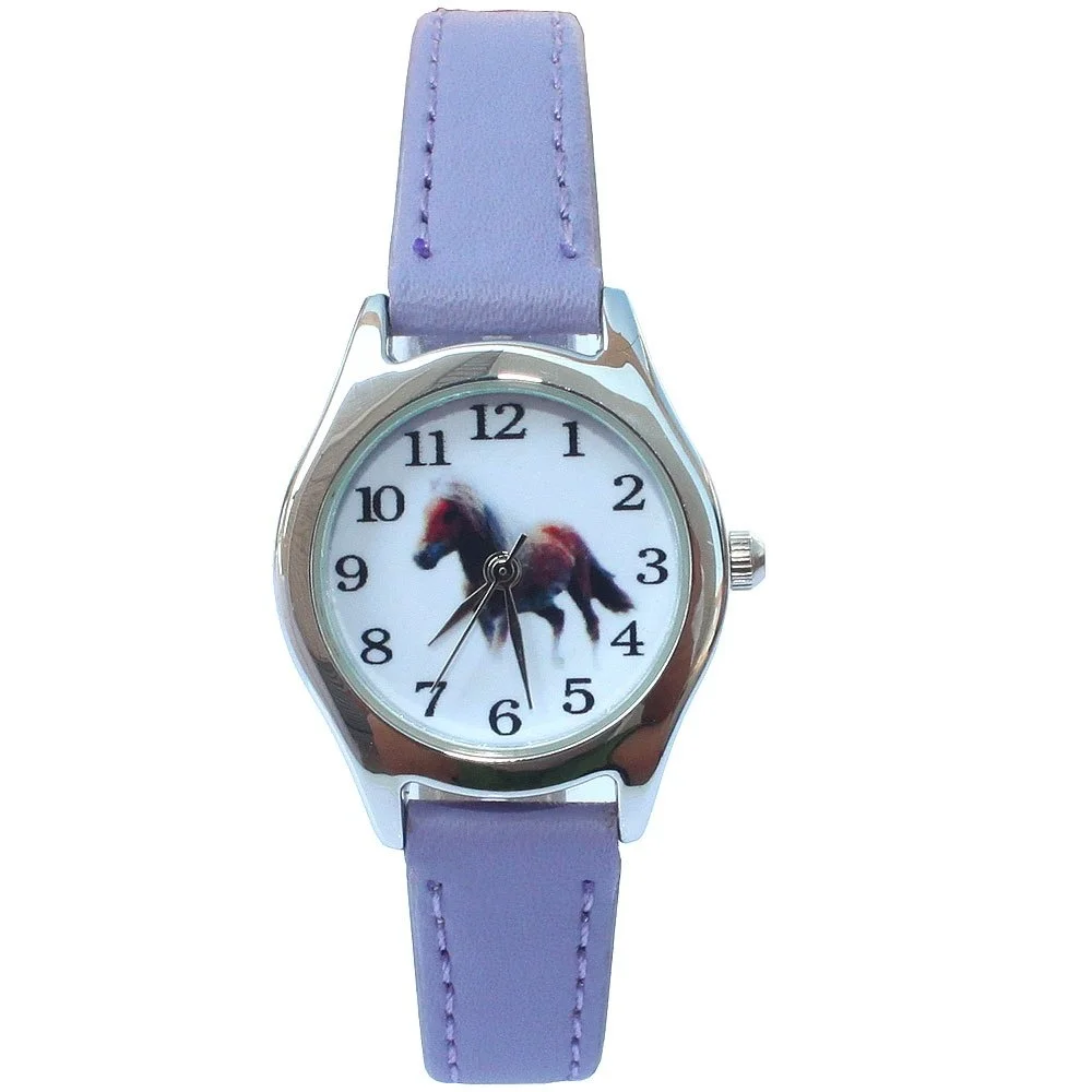 Cute Girl Ladies Watch Kids Watches Horse Leather Quartz Student Kids Animal Cartoon Children Wristwatch 9Colors 4
