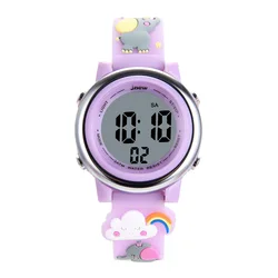 Children's Cartoon Sports Watch - Alarm Clock, 30M Waterproof, LED Kids Smartwatch (Light Purple)