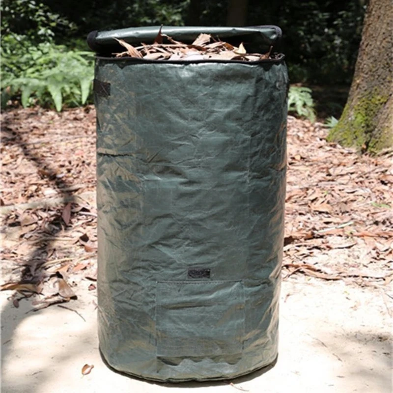 Garden Waste Bag Garden Composter Eco-Friendly Bio Fermentation Bag Zipper Double Handles Collapsible Compost Bin Dispose of Kitch