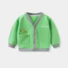 Childrens Boys Knitted Cardigan Spring Autumn New Korean Baby Boys Coat Solid Cotton Long Sleeve V-neck Toddler Boys Coat 3
