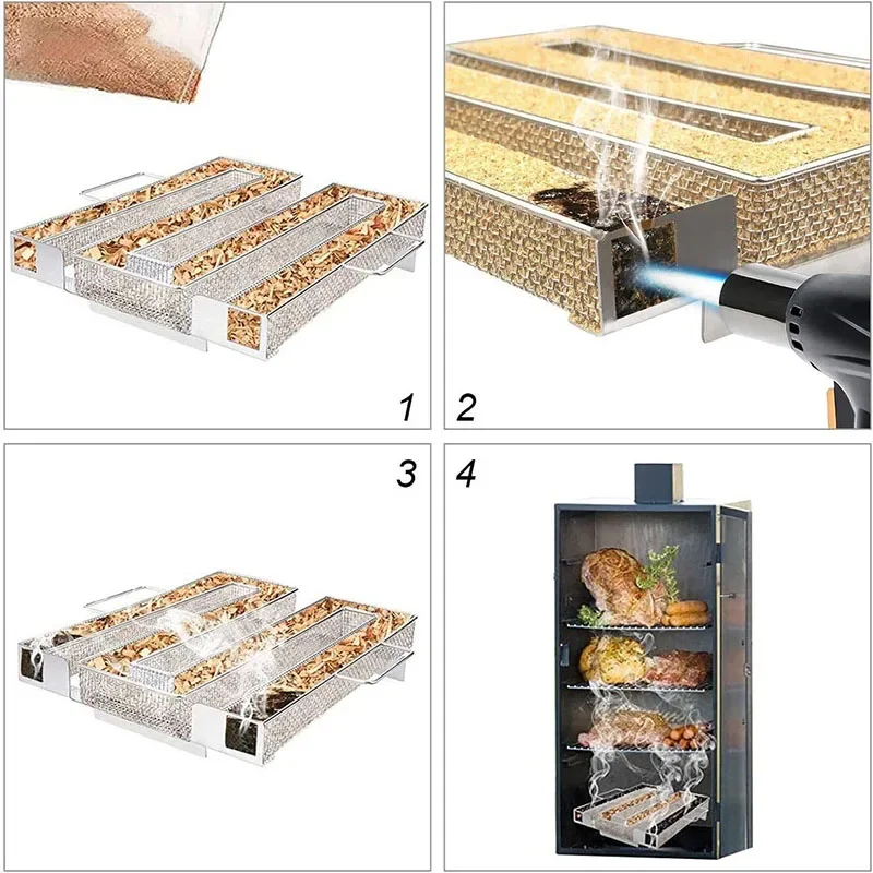 Barbecue Smoke Box Cold Smoke Generator Stainless Steel Grill Net Outdoor Smoking Barbecue Net BBQ Tool Accessories 화로